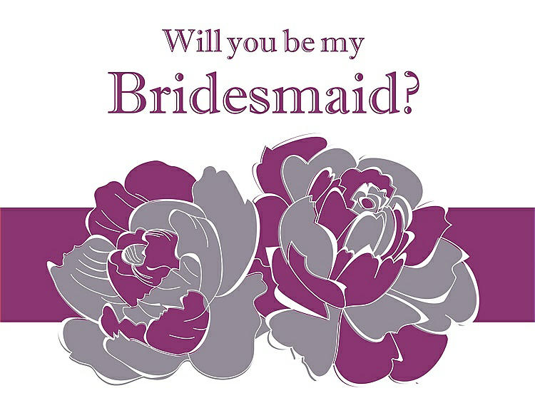 Front View - Shadow & Persian Plum Will You Be My Bridesmaid Card - 2 Color Flowers
