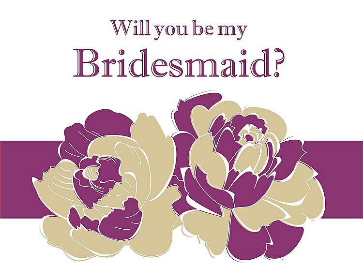 Front View - Venetian Gold & Persian Plum Will You Be My Bridesmaid Card - 2 Color Flowers