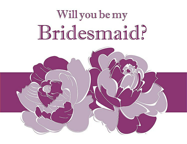 Front View - Wood Violet & Persian Plum Will You Be My Bridesmaid Card - 2 Color Flowers