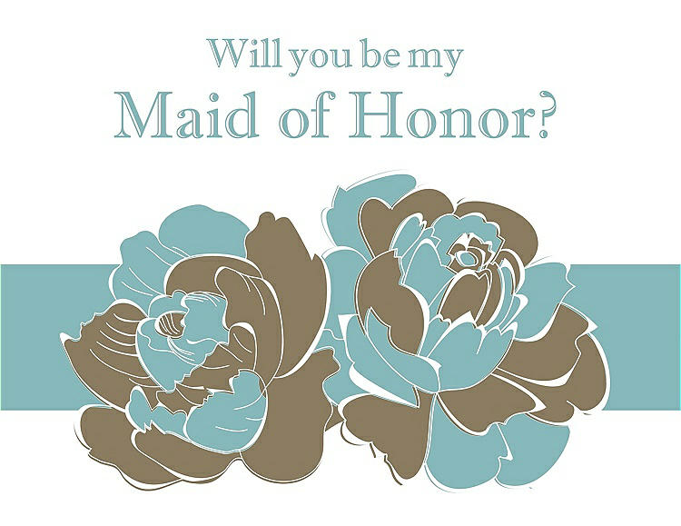 Front View - Antique Gold & Seaside Will You Be My Maid of Honor Card - 2 Color Flowers