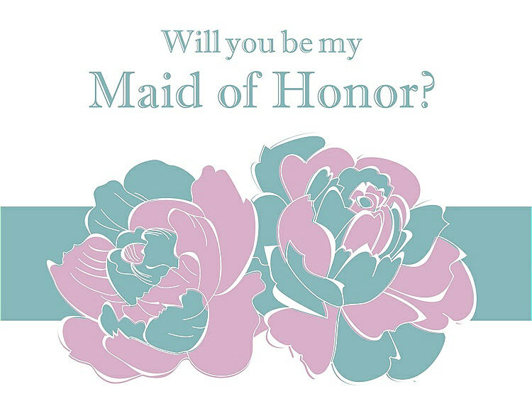 Front View - Hyacinth (iridescent Taffeta) & Seaside Will You Be My Maid of Honor Card - 2 Color Flowers