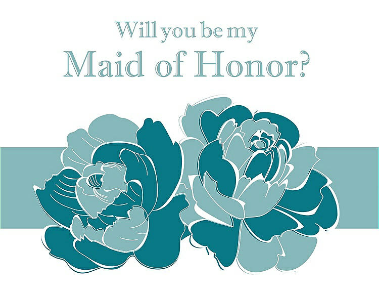 Front View - Oasis & Seaside Will You Be My Maid of Honor Card - 2 Color Flowers