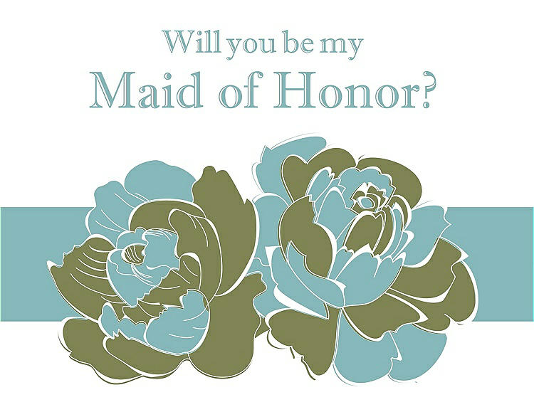 Front View - Olive & Seaside Will You Be My Maid of Honor Card - 2 Color Flowers