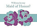 Front View Thumbnail - Orchid & Seaside Will You Be My Maid of Honor Card - 2 Color Flowers