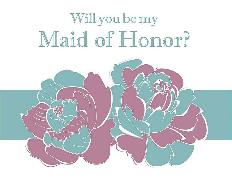 Front View - Rosebud & Seaside Will You Be My Maid of Honor Card - 2 Color Flowers
