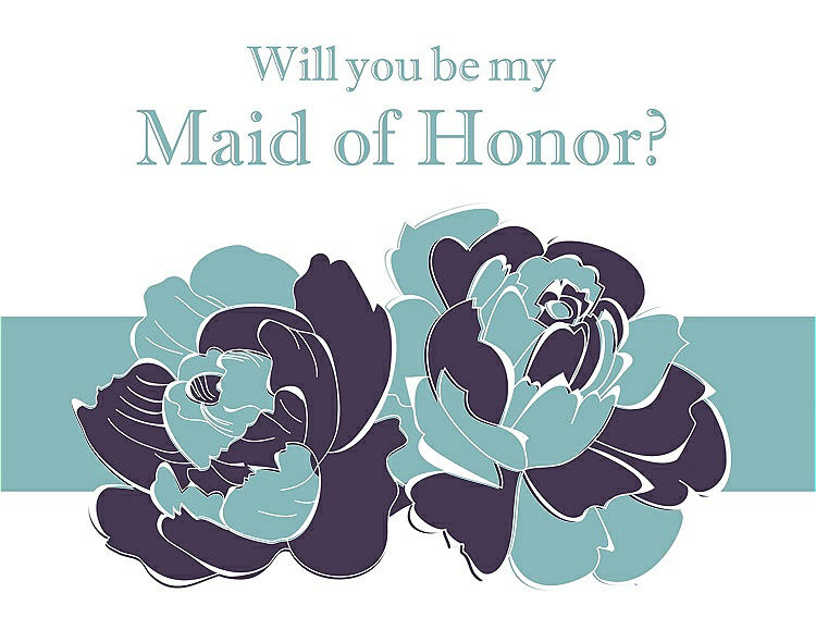 Front View - Violet & Seaside Will You Be My Maid of Honor Card - 2 Color Flowers