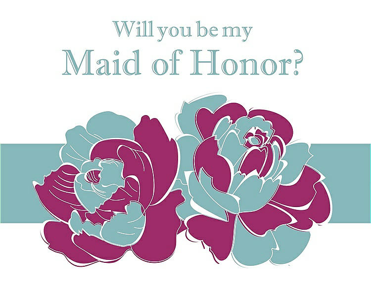 Front View - Watermelon & Seaside Will You Be My Maid of Honor Card - 2 Color Flowers