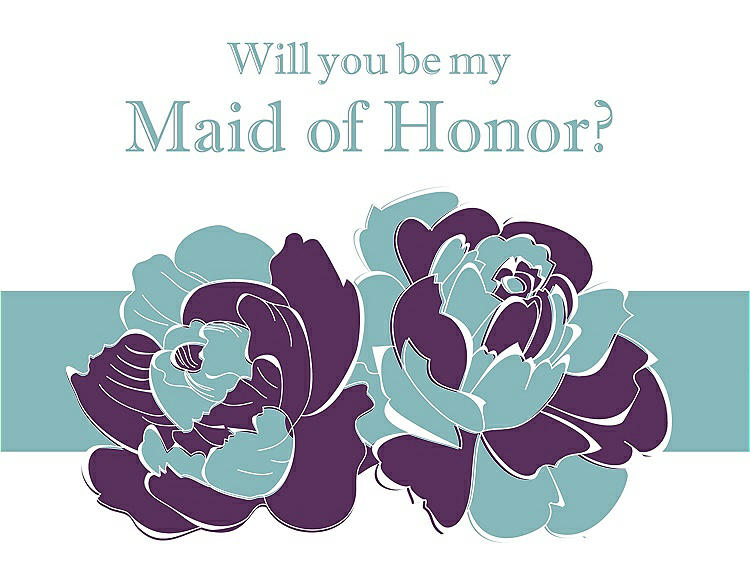 Front View - African Violet & Seaside Will You Be My Maid of Honor Card - 2 Color Flowers