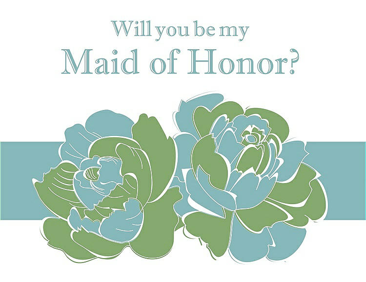 Front View - Apple Slice & Seaside Will You Be My Maid of Honor Card - 2 Color Flowers