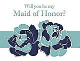 Front View Thumbnail - Blueberry & Seaside Will You Be My Maid of Honor Card - 2 Color Flowers