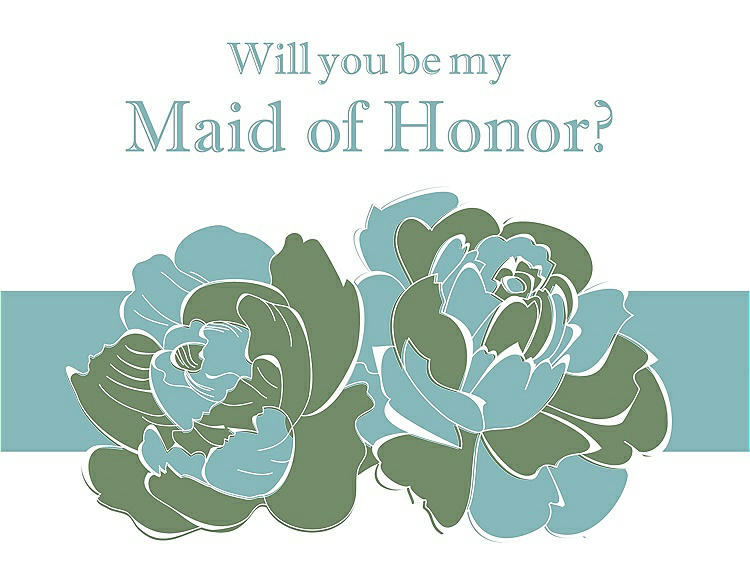 Front View - Clover & Seaside Will You Be My Maid of Honor Card - 2 Color Flowers