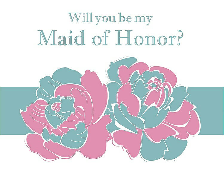Front View - Cotton Candy & Seaside Will You Be My Maid of Honor Card - 2 Color Flowers