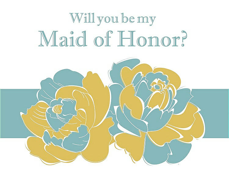 Front View - Daffodil & Seaside Will You Be My Maid of Honor Card - 2 Color Flowers