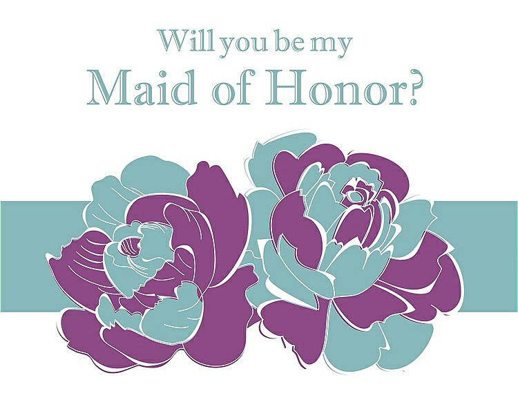 Front View - Dahlia & Seaside Will You Be My Maid of Honor Card - 2 Color Flowers