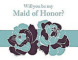 Front View Thumbnail - Eggplant & Seaside Will You Be My Maid of Honor Card - 2 Color Flowers