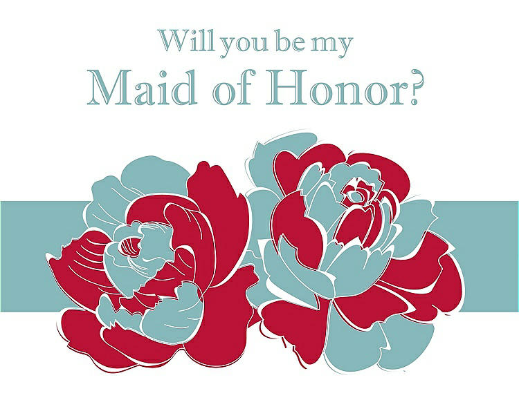 Front View - Flame & Seaside Will You Be My Maid of Honor Card - 2 Color Flowers