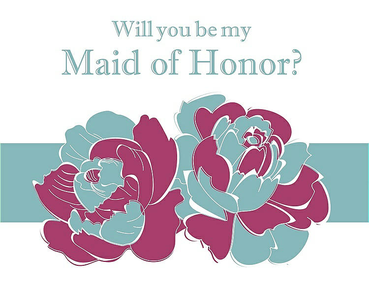 Front View - Fruit Punch & Seaside Will You Be My Maid of Honor Card - 2 Color Flowers