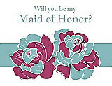 Front View Thumbnail - Fruit Punch & Seaside Will You Be My Maid of Honor Card - 2 Color Flowers