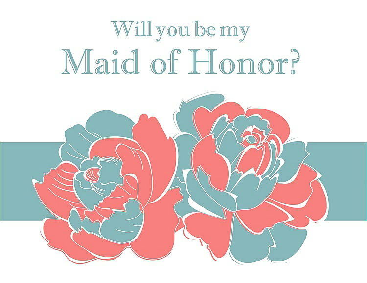 Front View - Ginger & Seaside Will You Be My Maid of Honor Card - 2 Color Flowers