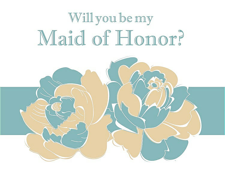 Front View - Ice Yellow & Seaside Will You Be My Maid of Honor Card - 2 Color Flowers