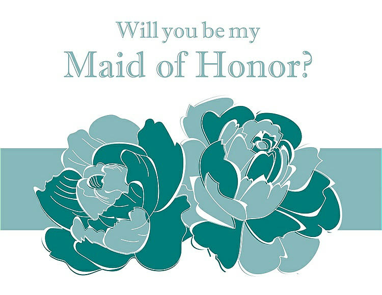 Front View - Jade & Seaside Will You Be My Maid of Honor Card - 2 Color Flowers