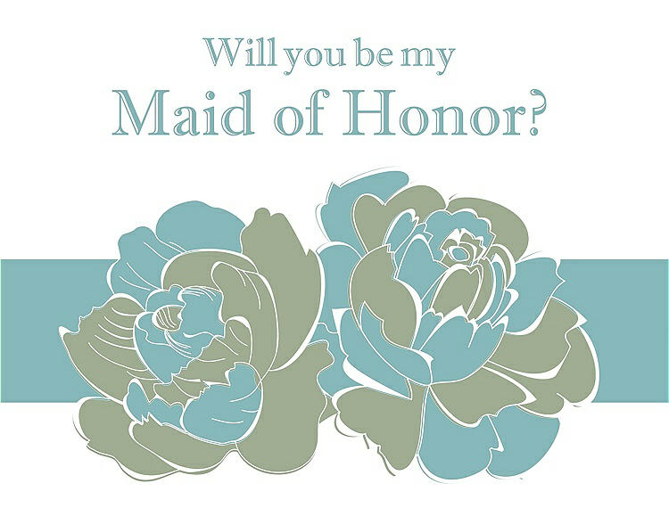 Front View - Kiwi & Seaside Will You Be My Maid of Honor Card - 2 Color Flowers