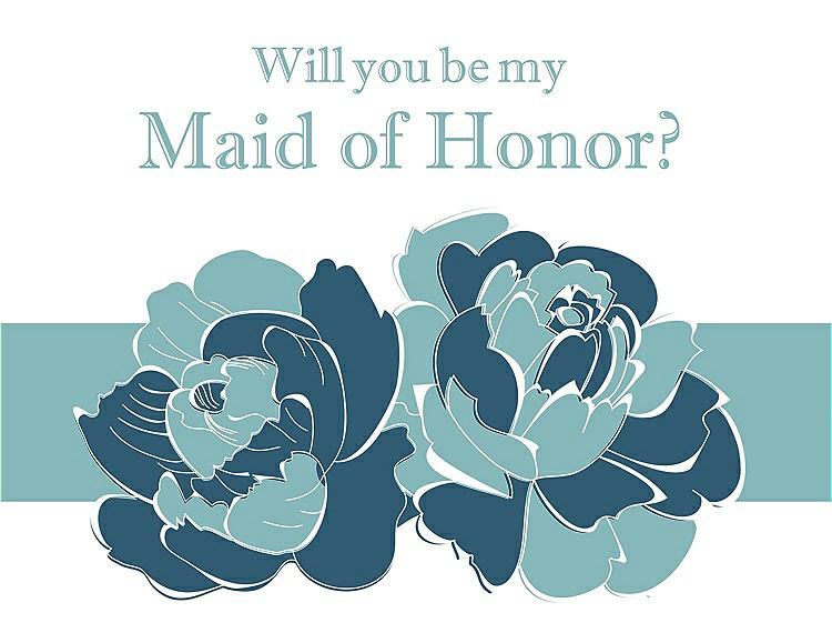 Front View - Marine & Seaside Will You Be My Maid of Honor Card - 2 Color Flowers