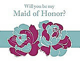 Front View Thumbnail - Merlot & Seaside Will You Be My Maid of Honor Card - 2 Color Flowers