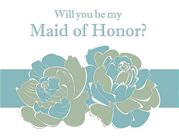 Front View - Mermaid & Seaside Will You Be My Maid of Honor Card - 2 Color Flowers