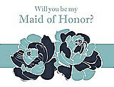Front View Thumbnail - Midnight Navy & Seaside Will You Be My Maid of Honor Card - 2 Color Flowers