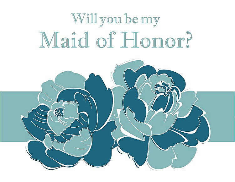 Front View - Mosaic & Seaside Will You Be My Maid of Honor Card - 2 Color Flowers