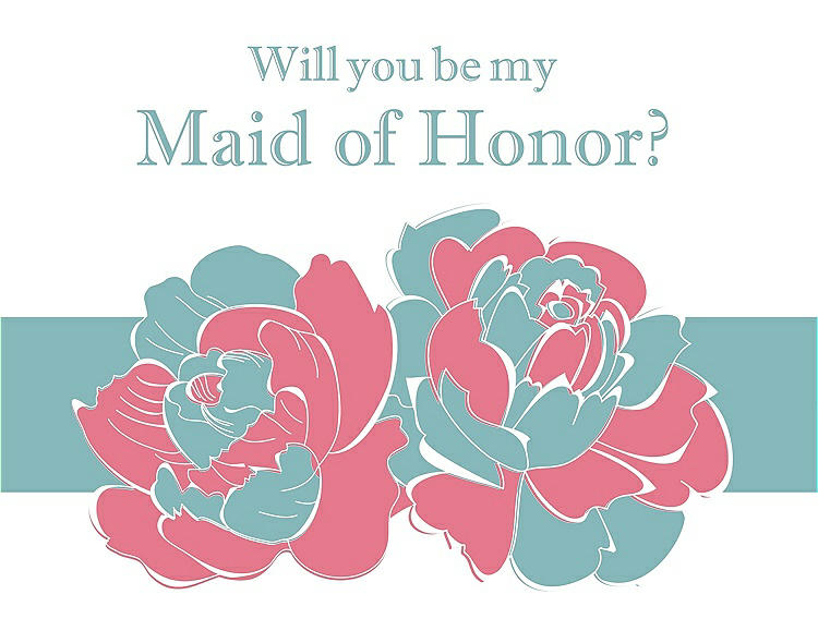 Front View - Nectar & Seaside Will You Be My Maid of Honor Card - 2 Color Flowers