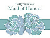 Front View Thumbnail - Pale Blue & Seaside Will You Be My Maid of Honor Card - 2 Color Flowers
