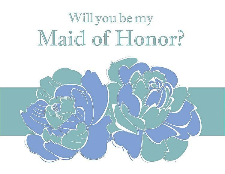 Front View - Periwinkle - PANTONE Serenity & Seaside Will You Be My Maid of Honor Card - 2 Color Flowers