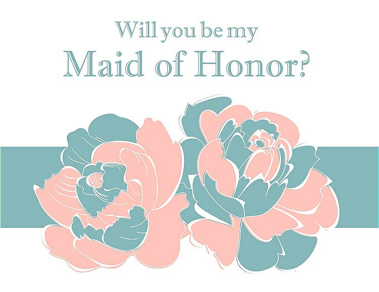 Front View - Primrose & Seaside Will You Be My Maid of Honor Card - 2 Color Flowers
