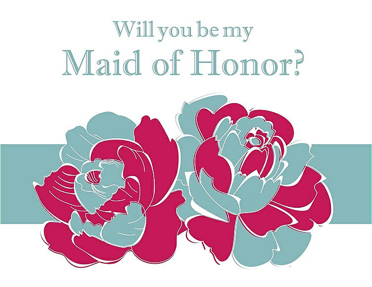 Front View - Posie & Seaside Will You Be My Maid of Honor Card - 2 Color Flowers