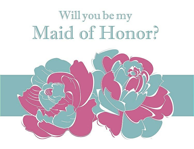 Front View - Pretty In Pink & Seaside Will You Be My Maid of Honor Card - 2 Color Flowers