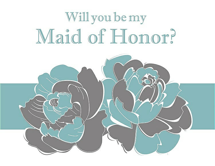 Front View - Quarry & Seaside Will You Be My Maid of Honor Card - 2 Color Flowers