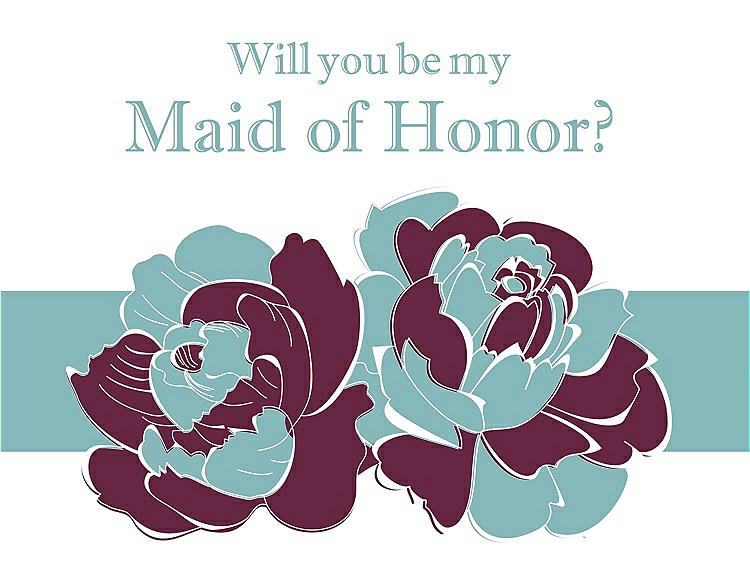 Front View - Ruby & Seaside Will You Be My Maid of Honor Card - 2 Color Flowers
