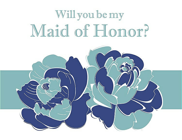 Front View - Sailor & Seaside Will You Be My Maid of Honor Card - 2 Color Flowers