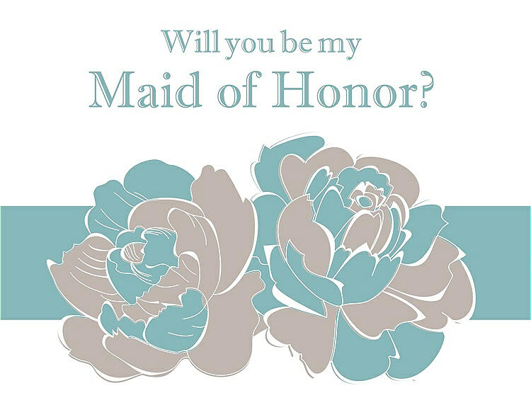 Front View - Sand & Seaside Will You Be My Maid of Honor Card - 2 Color Flowers