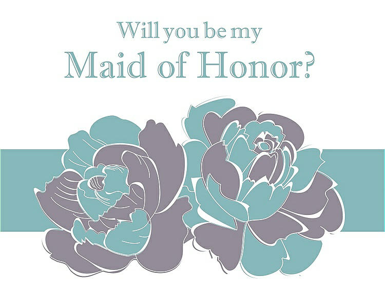 Front View - Shadow & Seaside Will You Be My Maid of Honor Card - 2 Color Flowers