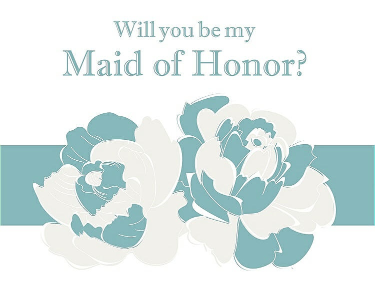 Front View - Snow White & Seaside Will You Be My Maid of Honor Card - 2 Color Flowers