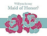Front View Thumbnail - Strawberry & Seaside Will You Be My Maid of Honor Card - 2 Color Flowers