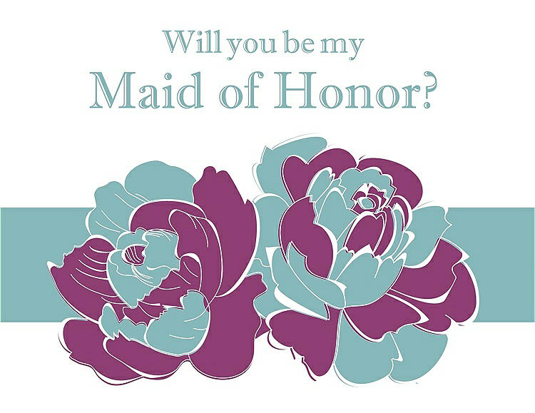Front View - Sugar Plum & Seaside Will You Be My Maid of Honor Card - 2 Color Flowers