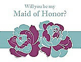 Front View Thumbnail - Sugar Plum & Seaside Will You Be My Maid of Honor Card - 2 Color Flowers