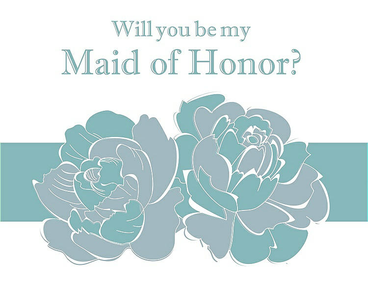 Front View - Surf Spray & Seaside Will You Be My Maid of Honor Card - 2 Color Flowers