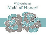 Front View Thumbnail - Taupe & Seaside Will You Be My Maid of Honor Card - 2 Color Flowers