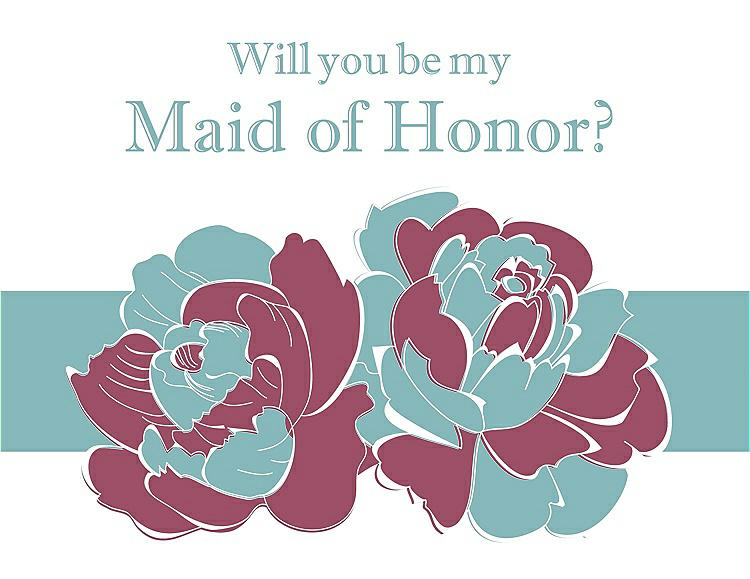 Front View - Tea Rose & Seaside Will You Be My Maid of Honor Card - 2 Color Flowers