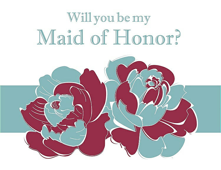 Front View - Valentine & Seaside Will You Be My Maid of Honor Card - 2 Color Flowers